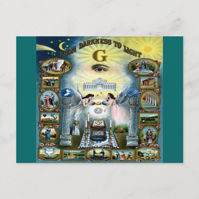 Postal Artesanía antigua masonería Masonic Hazen (Anverso)
