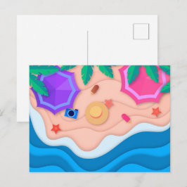 Postal Artesanía de Papel Verano en la Playa 