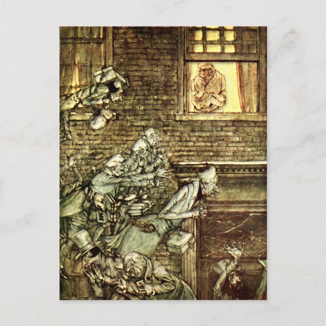 Postal Arthur Rackham - A Navidades Carol - Ghosts (Anverso)