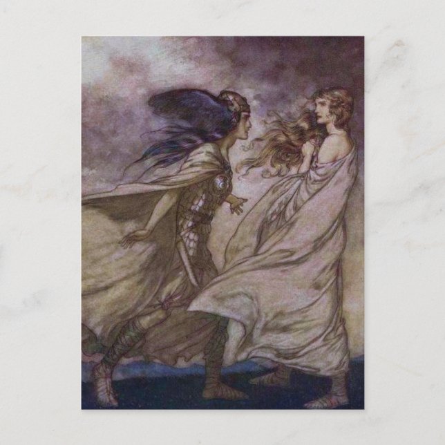Postal Arthur Rackham - Brünnhilde y Waltraute Postcard (Anverso)
