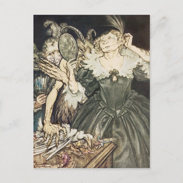Postal Arthur Rackham | Comus de John Milton: "Y ellos, (Anverso)