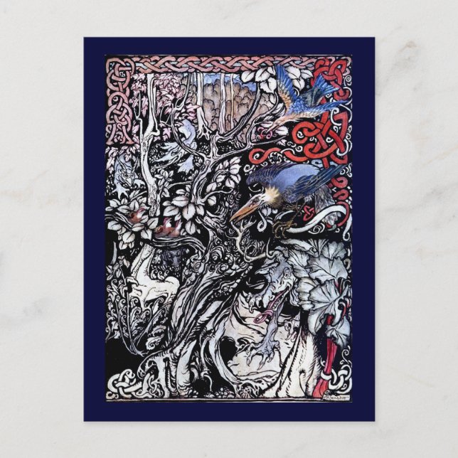 Postal Arthur Rackham Ilustracion irlandés de cuentos Fay (Anverso)