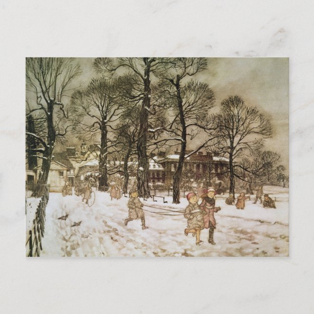 Postal Arthur Rackham | Invierno en Kensington Gardens de (Anverso)