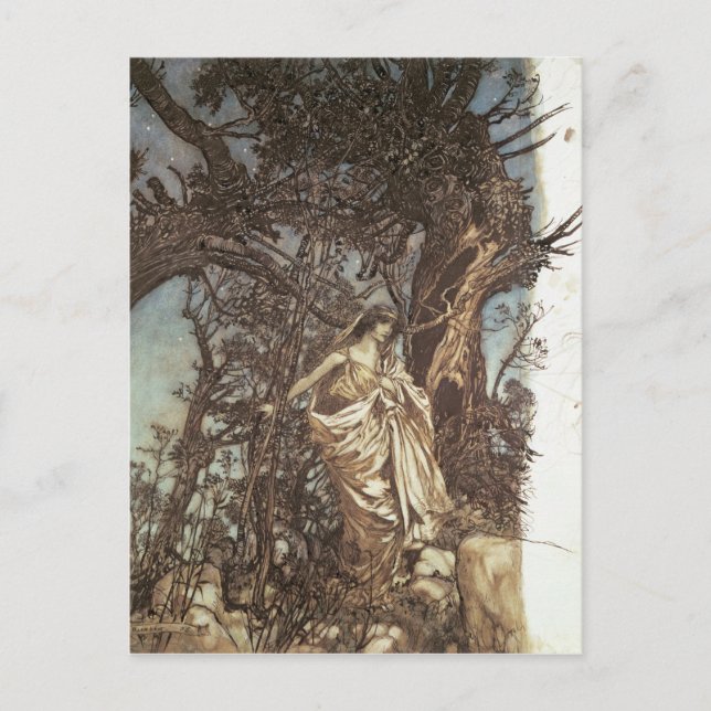 Postal Arthur Rackham | Nunca tan cansados, nunca tan lam (Anverso)