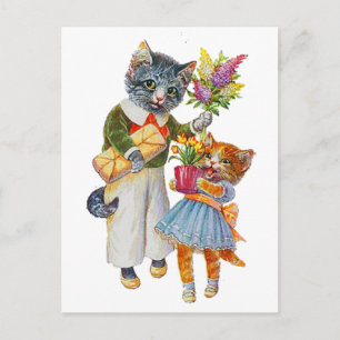 Postal Arthur Thiele Cats Bearing Gifts