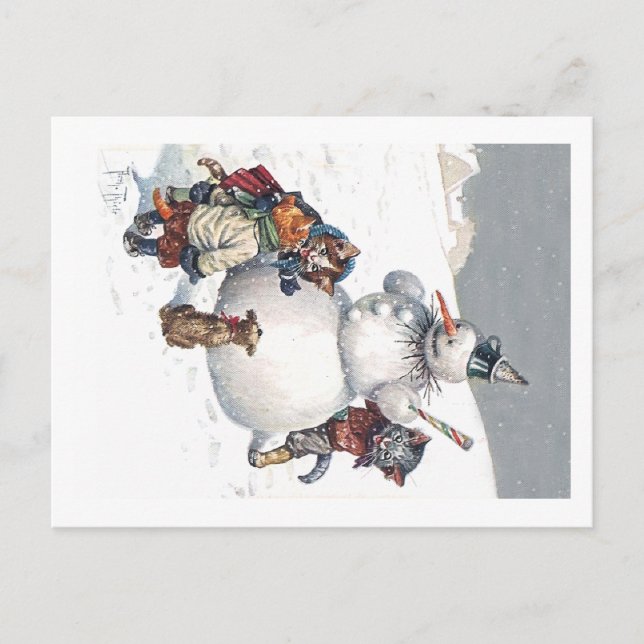 Postal Arthur Thiele - Los gatitos juegan al escondite y  (Anverso)