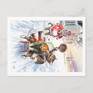 Postal Arthur Thiele - Los gatos se van por la nieve cues