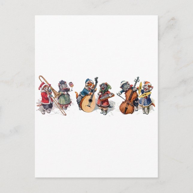 Postal Arthur Thiele - Orquesta de Gatos en la Nieve (Anverso)