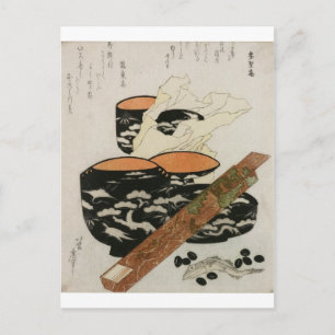 Postal Artículos de aseo y pescado japoneses alrededor de