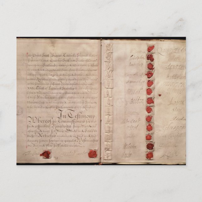 Postal Artículos de la Unión entre Inglaterra y Escocia (Anverso)