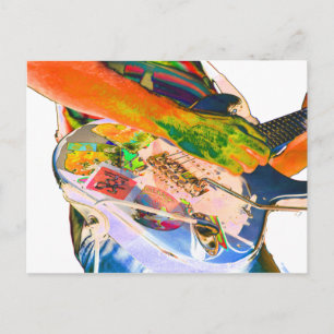 Postal Artista de guitarra, diseño musical de colores psi