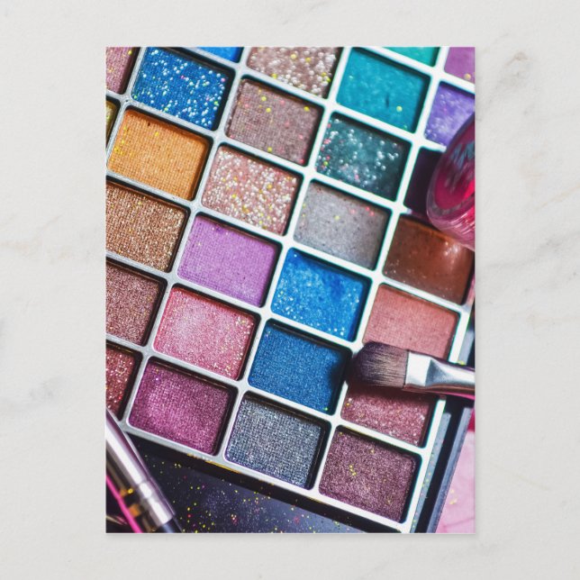 Postal Artista de maquillaje colorido femenino (Anverso)