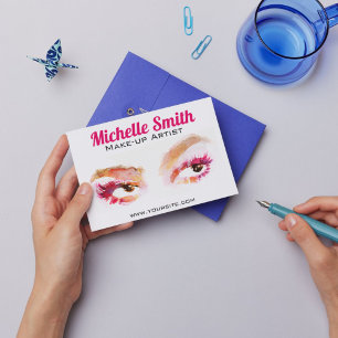 Postal Artista de maquillaje de color marrón rosado