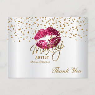 Postal Artista de maquillaje de labios rosados calientes 