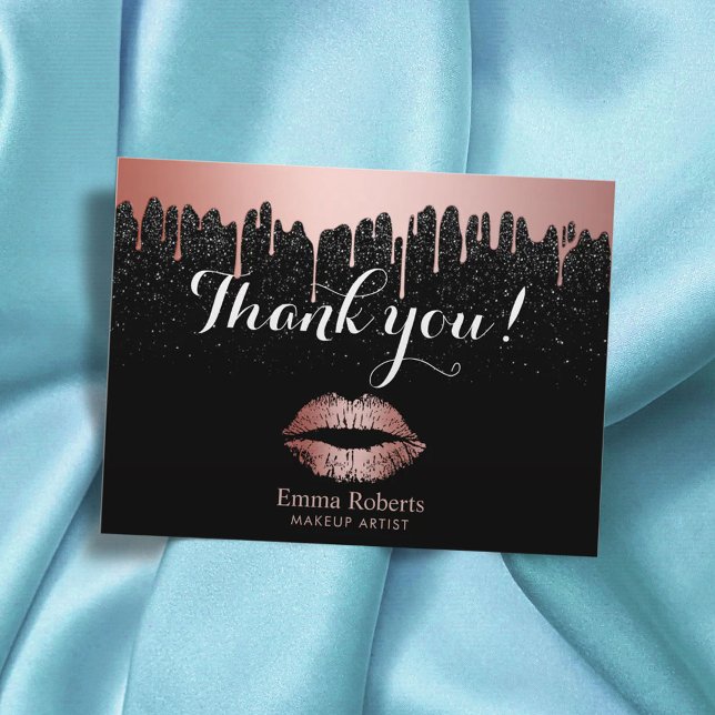 Postal Artista de maquillaje goteando labios de oro Rosa  (Subido por el creador)