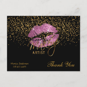 Postal Artista de Maquillaje Labios Tan Rosados sobre Fon