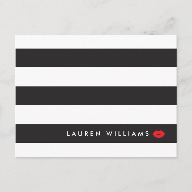 Postal Artista de maquillaje lujoso en franjas blancas/ne (Anverso)