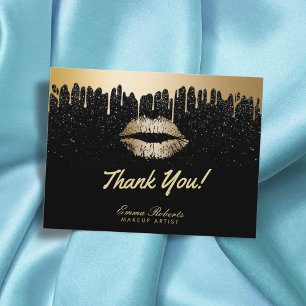 Postal Artista de maquillaje moderno Salón de Oro y Negro