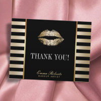 Artista de maquillaje Oro Lips Rayas Modernas Grac
