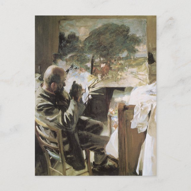 Postal Artista en su estudio de John Singer Sargent (Anverso)