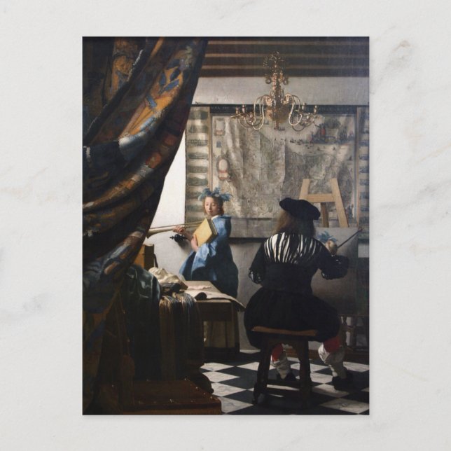 Postal Artista holandés pinta vermeer de pintura (Anverso)