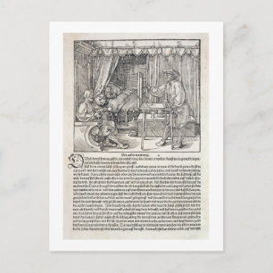 Postal Artista usando la máquina de dibujo de Durer para 