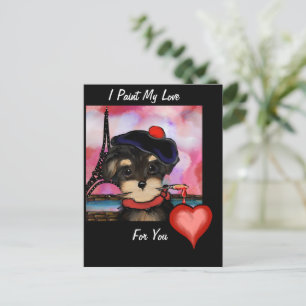 POSTAL ARTISTA YORKIE POO EN PARÍS