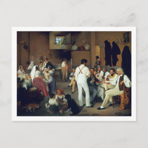 Postal Artistas daneses en la Osteria la Gonsola, Roma, 1