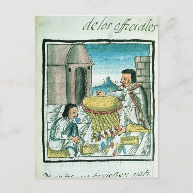 Postal Artistas de plumas aztecas en el trabajo (Anverso)