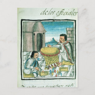 Postal Artistas de plumas aztecas en el trabajo