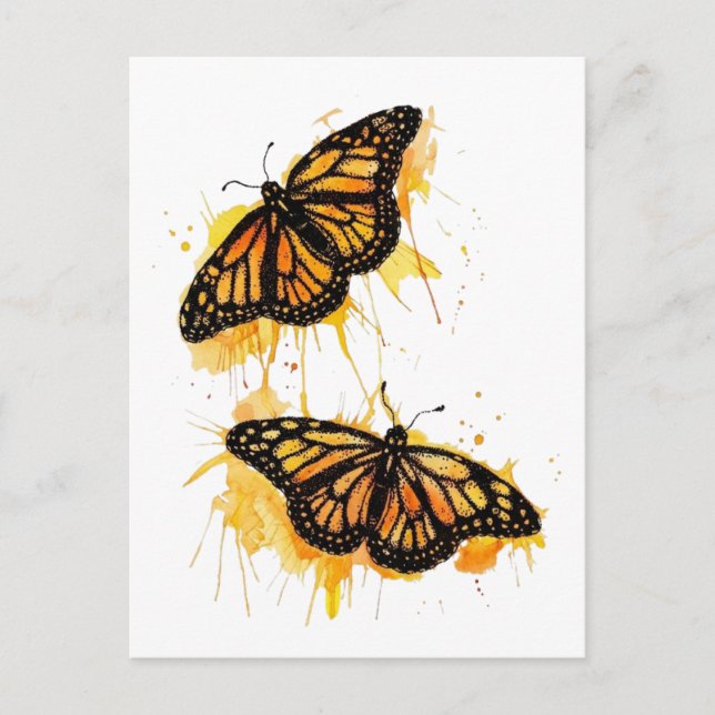 Postal Artistic Watercolor Monarch Butterfly Nature Art (Anverso)