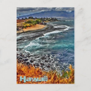 postal artística de la costa de Hawái