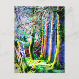 Postal artística encantada con abstracto forestal