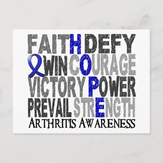 Postal Artritis de Collage de Palabras de Esperanza (Anverso)