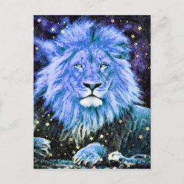 Postal ~ Artsy AP23 LION azul celeste artístico