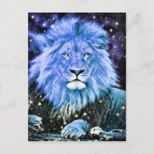 Postal *~* Artsy AP23 LION azul celeste artístico