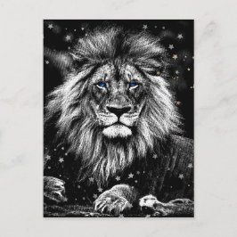 Postal *~* Artsy AP23 LION de PLATA celeste artística