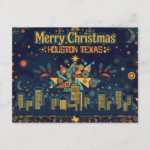Postal Artsy Houston, Texas, Feliz Navidad