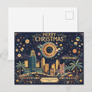 Postal Artsy Los Ángeles, California Feliz Navidad