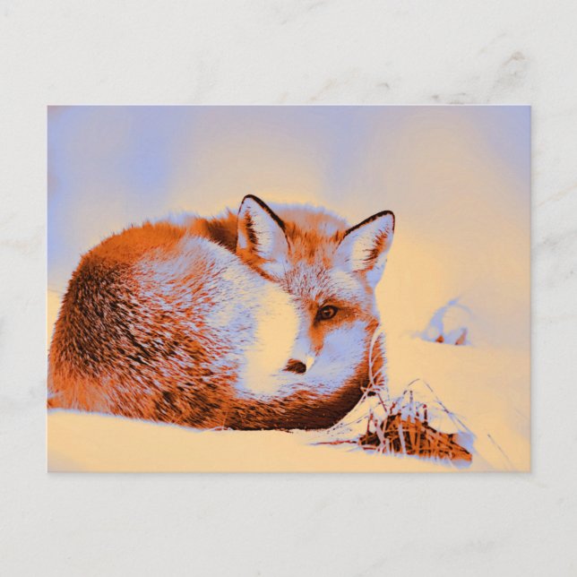 Postal *~* Artsy Red Fox Ap18 Pintura Artística Vida Silv (Anverso)