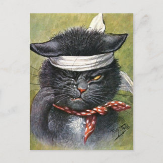 Postal Arturo Thiele - gato con dolores de muelas
