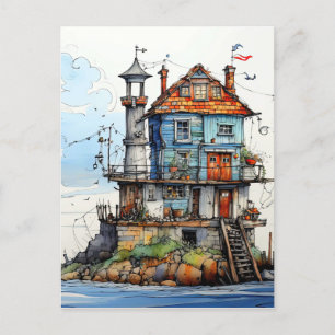 Postal Arty Little Seaside Shack Art
