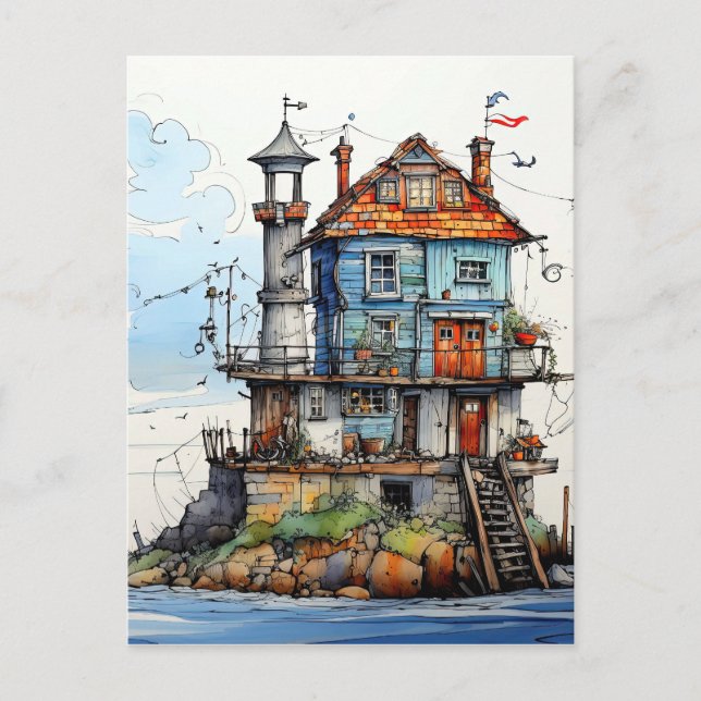 Postal Arty Little Seaside Shack Art (Anverso)