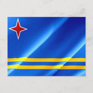 Postal Aruba - Bandera ondeando -