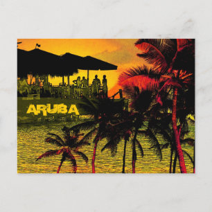 Postal Aruba - ciénagas, atardecer y océano