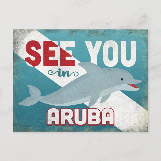 Postal Aruba Dolphin - Viaje retro vintage (Anverso)