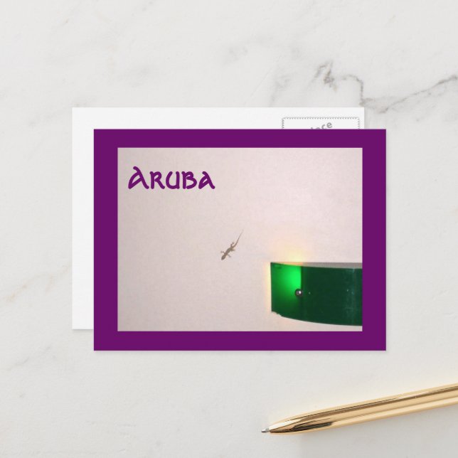 Postal Aruba Gecko (Anverso/Reverso In Situ)