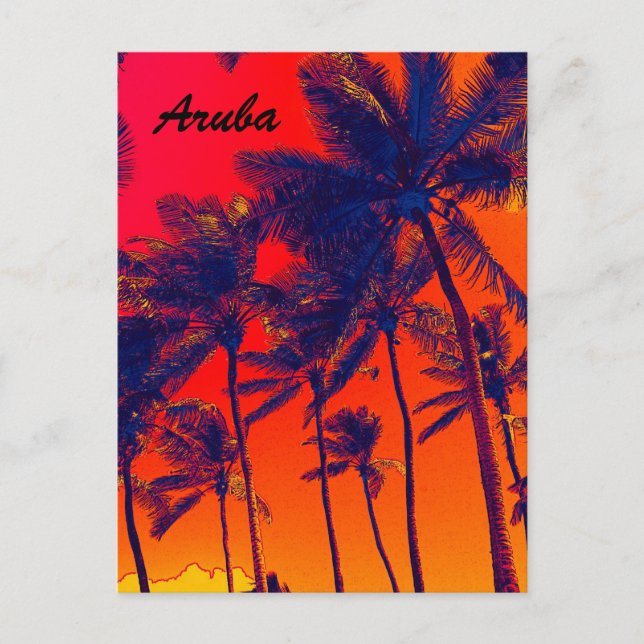 Postal Aruba, palmeras celestes nocturnas (Anverso)
