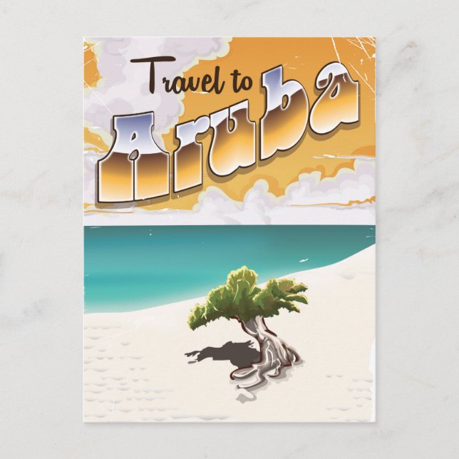 Postal Aruba Viaje de playa Vintage (Anverso)