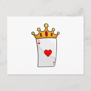 Postal As de Corazones con Corona de Reina